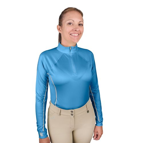 Romfh Women's 1/4 Zip Long Sleeve Solid Sun Shirt - Sky