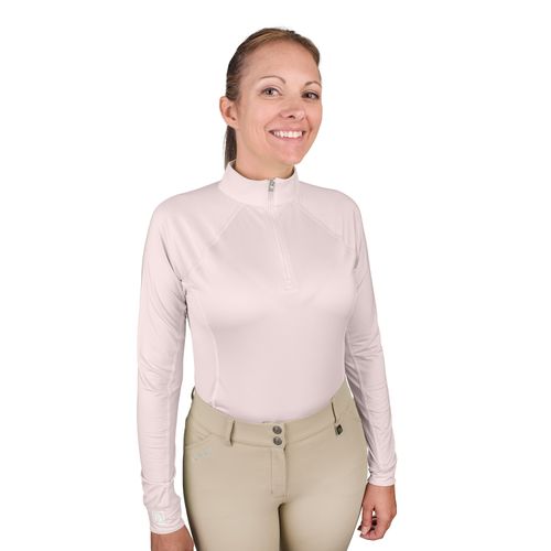 Romfh Women's 1/4 Zip Long Sleeve Solid Sun Shirt - Soft Pink