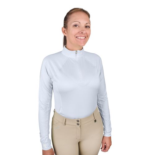 Romfh Women's 1/4 Zip Long Sleeve Solid Sun Shirt - Power Blue