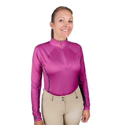 Romfh Women's 1/4 Zip Long Sleeve Solid Sun Shirt - Rose Violet