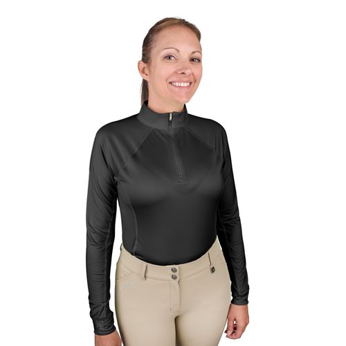 Romfh Women's 1/4 Zip Long Sleeve Solid Sun Shirt - Black