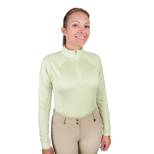 Romfh Women's 1/4 Zip Long Sleeve Solid Sun Shirt - Green Tea