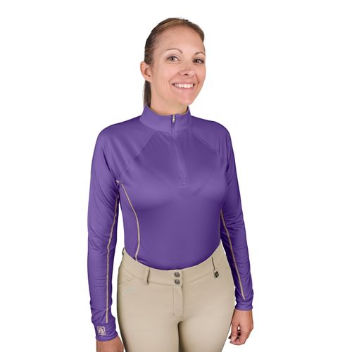 Romfh Women's 1/4 Zip Long Sleeve Solid Sun Shirt - Cool Purple