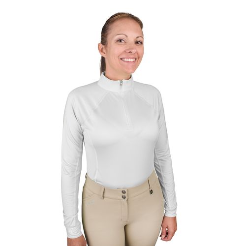 Romfh Women's 1/4 Zip Long Sleeve Solid Sun Shirt - White