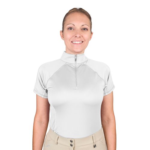 Romfh Women's 1/4 Zip Short Sleeve Zip Sun Shirt - White