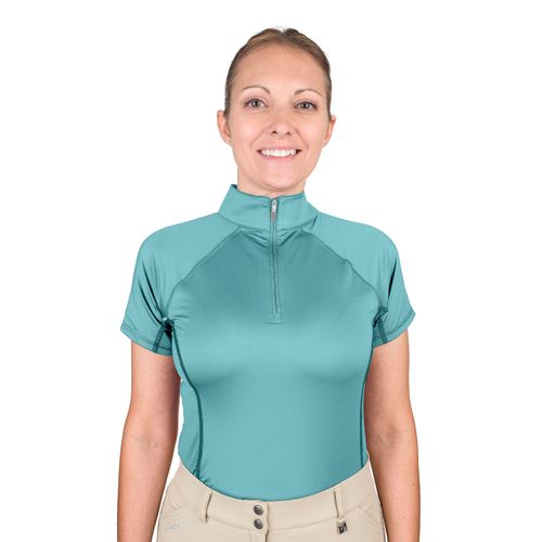 Romfh Women's 1/4 Zip Short Sleeve Zip Sun Shirt - Oasis Blue