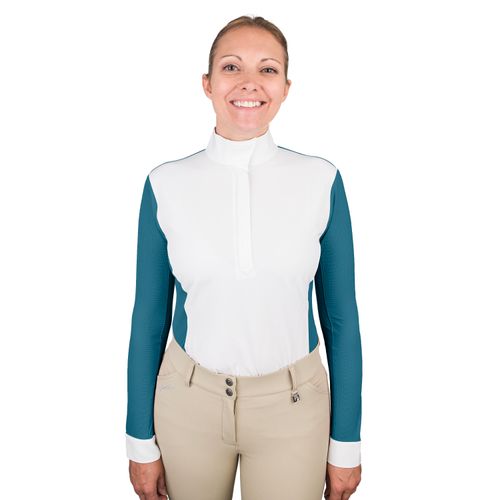 Romfh Women's Classic Long Sleeve Show Shirt - White/Lagoon