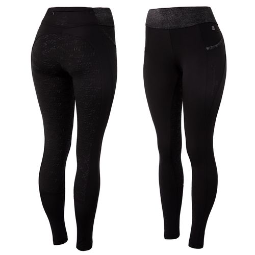 Horze Women's Noel Winter Tights w/Black Glitter - Black