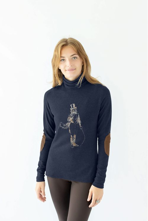 READY TO SHIP: Chestnut Bay Women's Rider Lounge Turtleneck - Large - Dark Navy Artful Dodger