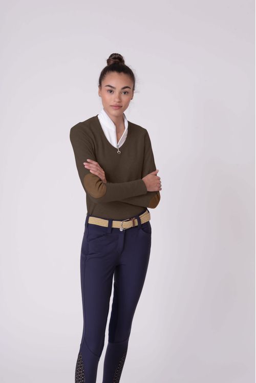 READY TO SHIP: Chestnut Bay Women's Rider Lounge V Neck - X Small - Dark Truffle