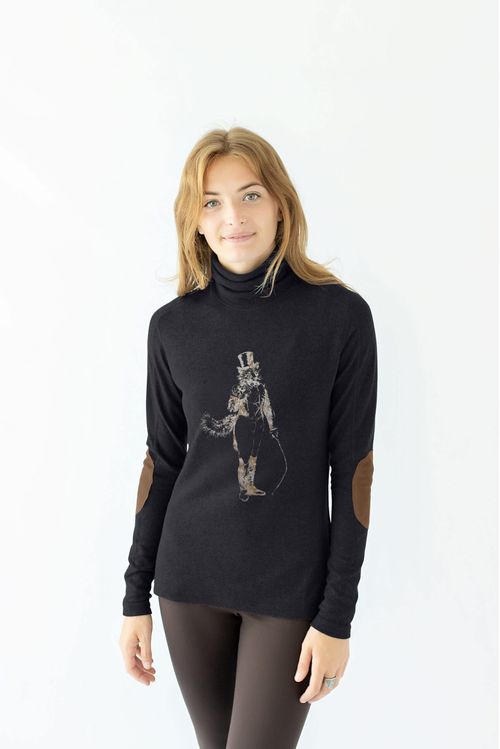 READY TO SHIP: Chestnut Bay Women's Rider Lounge Turtleneck - Medium - Almost Black Artful Dodger