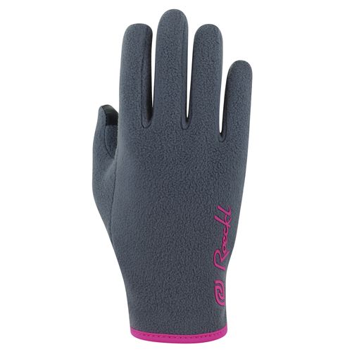 Roeckl Kids' Noville Winter Gloves - Grey Pinstripe/Pop Pink