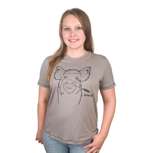 Centaur Ranch Women's Short Sleeve Farm Tee - Heather Stone Boaring