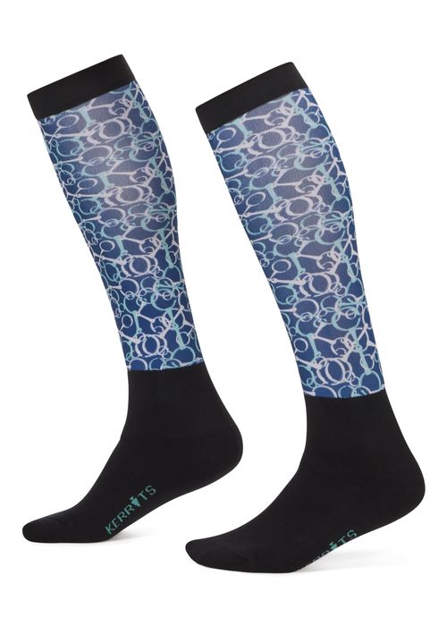 Kerrits Women's Dual Zone Boot Socks - Lapis Snaffle Symphony