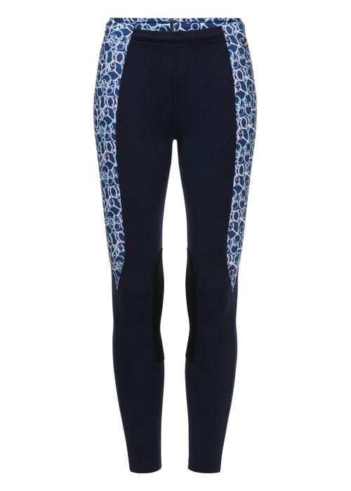Kerrits Kids' Knee Patch Performance Tights - Galaxy Blue/Snaffle Symphony