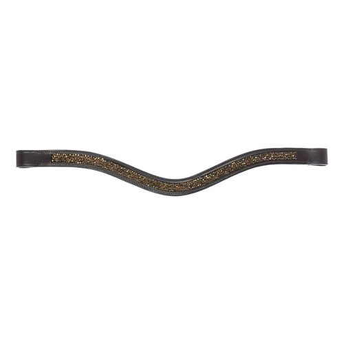 Equinavia Valkyrie Curved Crystal Brow Band - Brown/Gold