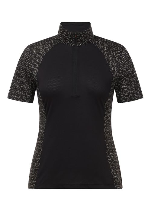 Kerrits Women's Tempe Ice Fil Short Sleeve Shirt - Black/Connect The Bits