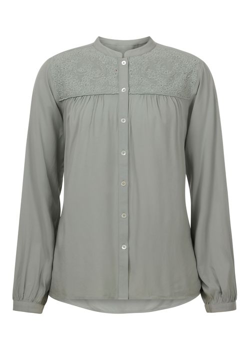 EQL Women's Hollyhocks & Horseshoes Blouse - Celadon