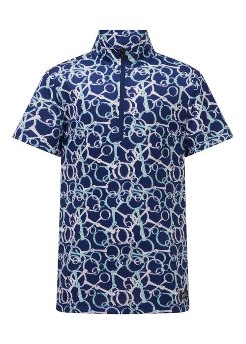 Kerrits Kids' Breeze Ice Fil Short Sleeve Shirt - Lapis Snaffle Symphony