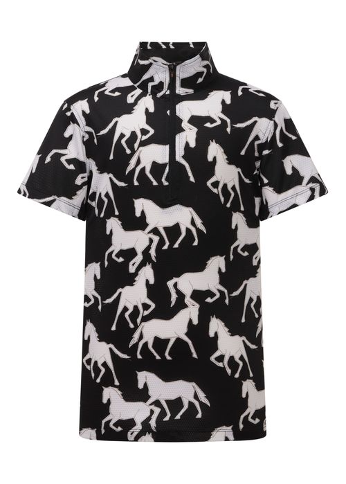 Kerrits Kids' Breeze Ice Fil Short Sleeve Shirt - Black/Equine Studies