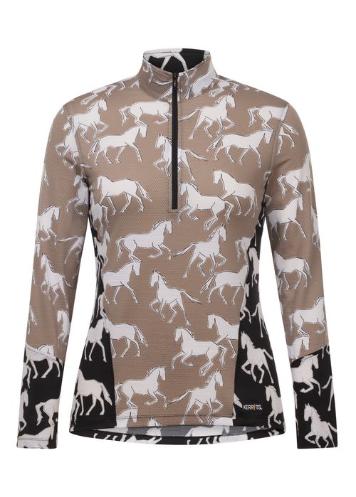 Kerrits Women's Balance Ice Fil Long Sleeve Shirt - Black/Equine Studies