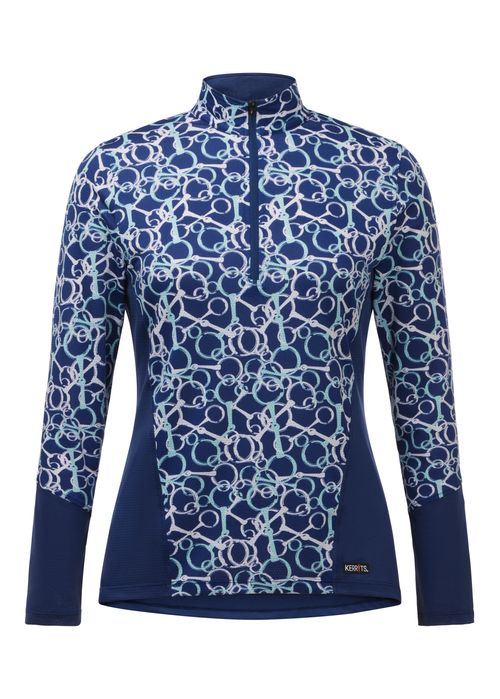 Kerrits Women's Balance Ice Fil Long Sleeve Shirt - Lapis Snaffle Symphony