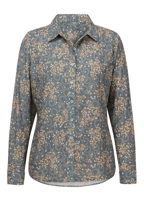 EQL Women's Charmed Button Up Shirt - Sage Stone Horseshoe Dot Floral