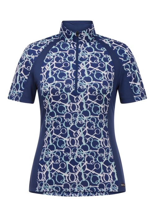Kerrits Women's Balance Ice Fil Short Sleeve Shirt - Lapis Snaffle Symphony