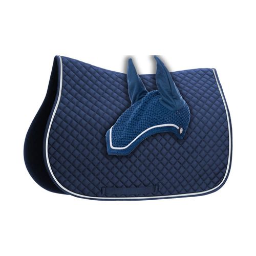 Equinavia Voss All Purpose Saddle Pad and Bonnet Set - Bluestone Blue/White
