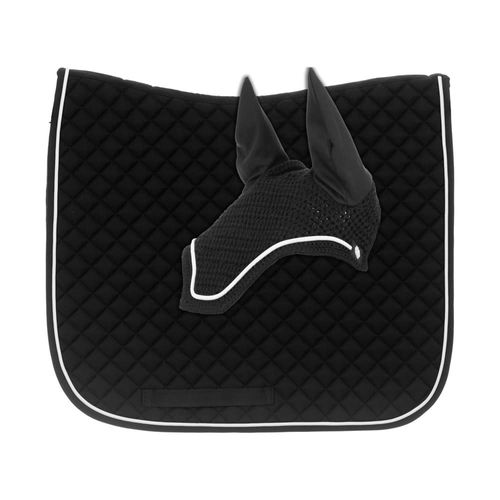 Equinavia Voss Dressage Saddle Pad and Bonnet Set - Black/White