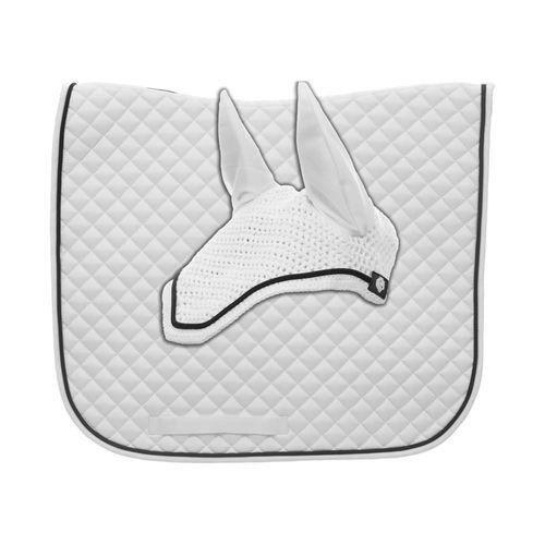 Equinavia Voss Dressage Saddle Pad and Bonnet Set - White/Black