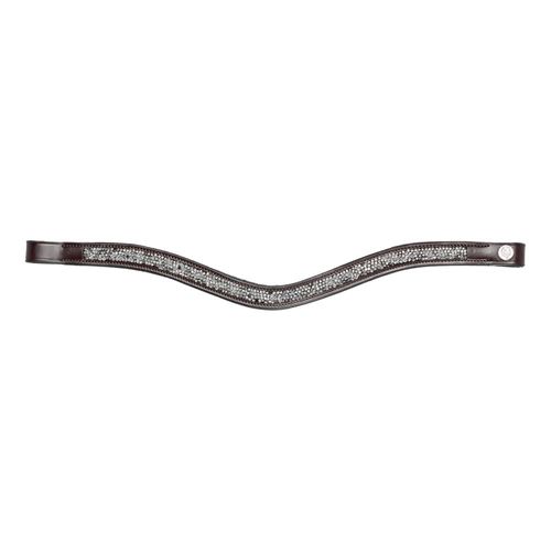 Equinavia Valkyrie Curved Crystal Brow Band - Brown/Silver