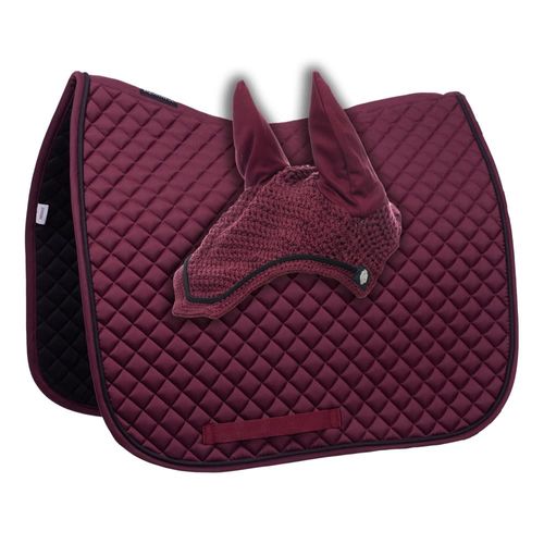 Equinavia Voss Dressage Saddle Pad and Bonnet Set - Cranberry Red/Black
