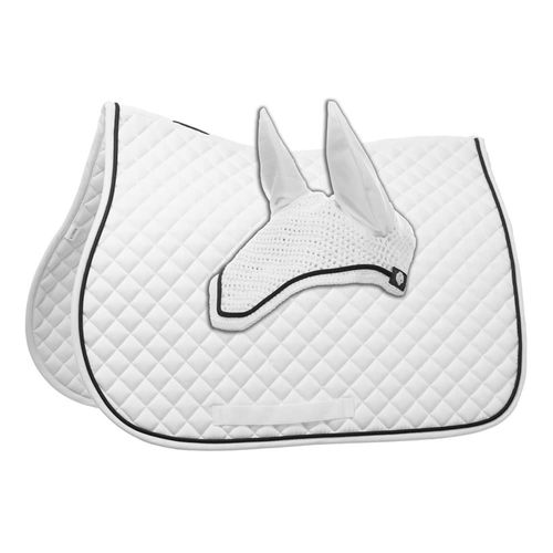 Equinavia Voss All Purpose Saddle Pad and Bonnet Set - White/Black