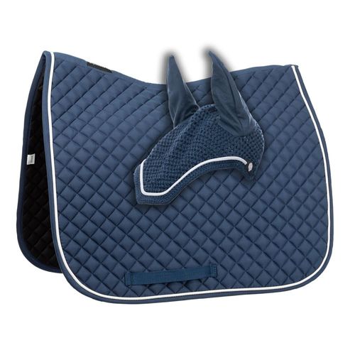 Equinavia Voss Dressage Saddle Pad and Bonnet Set - Bluestone Blue/White