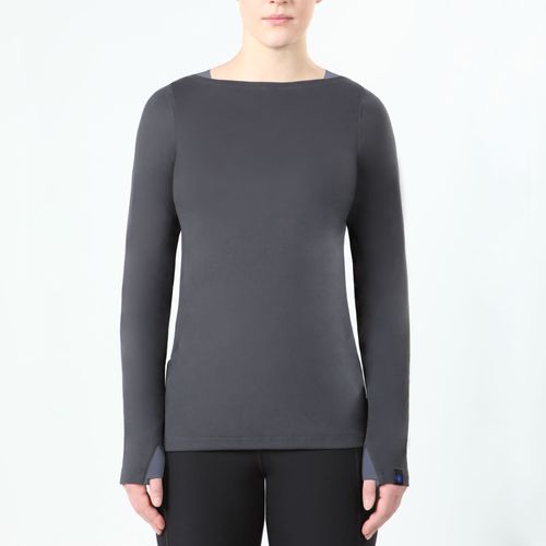 READY TO SHIP: Irideon Women's Himalayer Long Sleeve Boat Neck Shirt - Small - Graphite/Dapple Grey