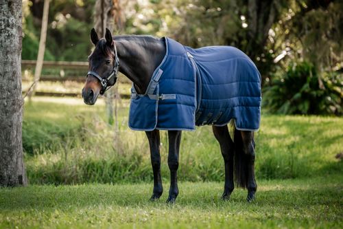 Rambo Optimo Stable Blanket 400g - Navy/Thunderstorm Grey/Silver