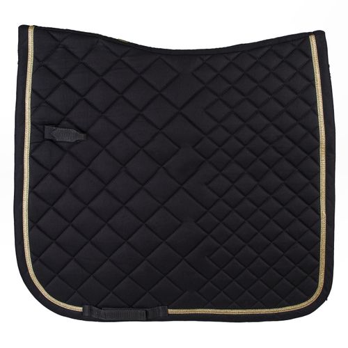 Romfh Glitter Trim Dressage Pad - Black/Black Gold Trim