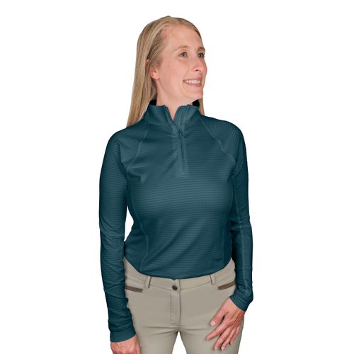 Ovation Women's Quarter Zip Long Sleeve Textured Sun Shirt - Deep Teal