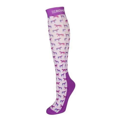 Romfh Women's Boot Sock - Lilac Little Horses