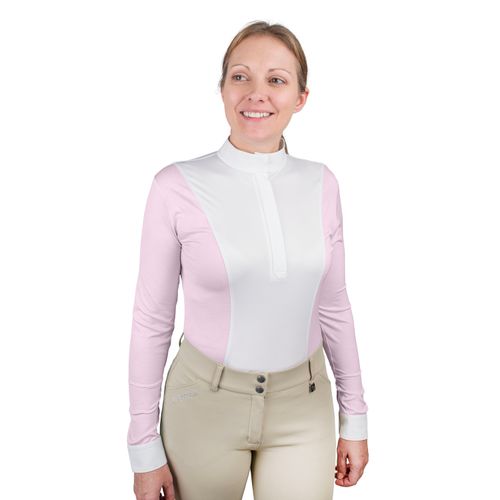 Romfh Women's Logo Long Sleeve Show Shirt - White/Pale Lilac Lil Horses