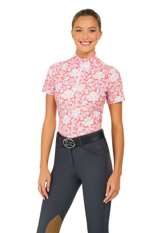 RJ Classics Women's Lucy Short Sleeve Tech Shirt - Coral Paisley