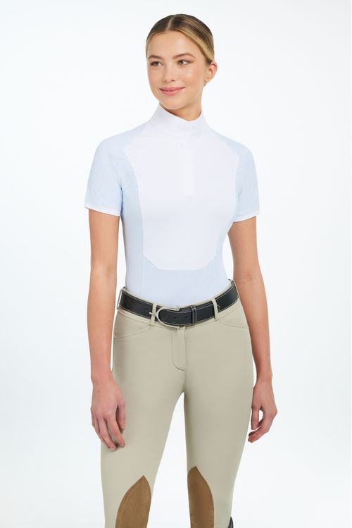 RJ Classics Women's Tessa Short Sleeve Show Shirt - Blue Ring Microprint