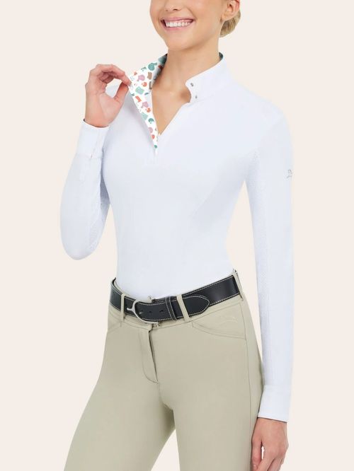 RJ Classics Women's Tori Long Sleeve Show Shirt - White/Let's Ride