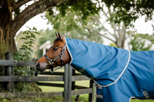 Horseware Ionic Therapy Quarter Horse Turnout Hood 0g - Imperial Blue/Silver/Navy