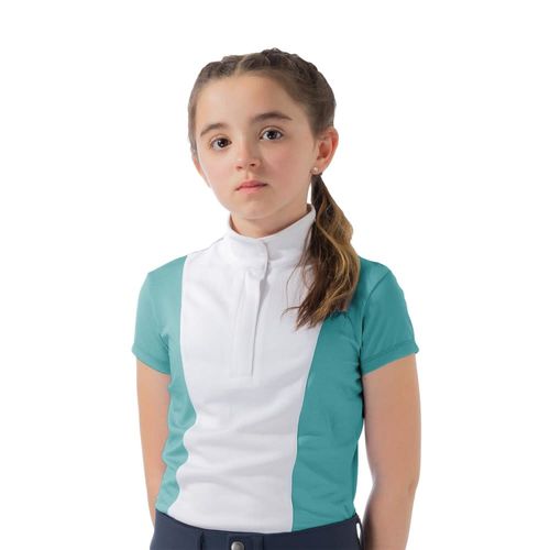 Equinavia Kids' Charlotte Short Sleeve Show Shirt - Turquoise/White