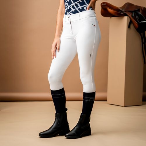 Alessandro Albanese Women's Aria Knee Patch Mid Rise Breeches - White