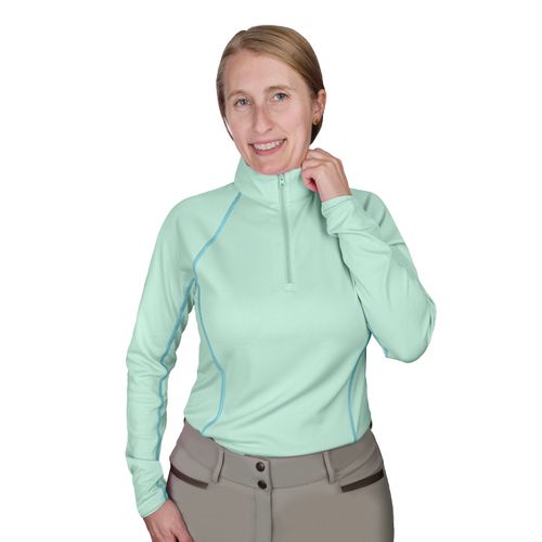 Ovation Women's 1/4 Zip Long Sleeve Solid Color Sun Shirt - Aqua/Open Water