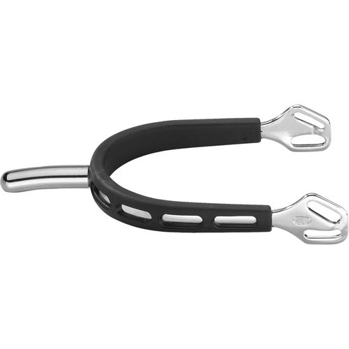BARGAIN: Herm Sprenger 35mm Rounded Neck #6 Rowel Ultra Fit Extra Grip Spurs - One Size - Stainless Steel/Black Grip