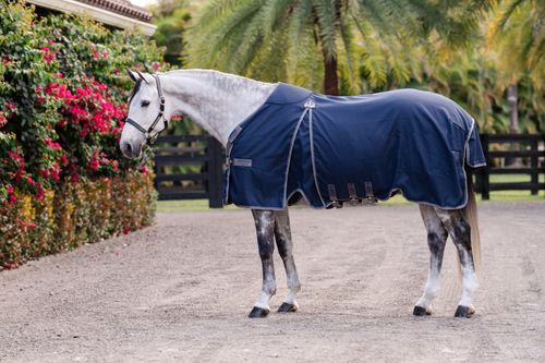 Rambo Optimo Stable Sheet - Navy/Thunderstorm Grey/Silver